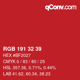 Color code: RGB 191 32 39 | qconv.com