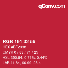 Color code: RGB 191 32 56 | qconv.com