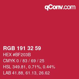 カラーコード: RGB 191 32 59 | qconv.com
