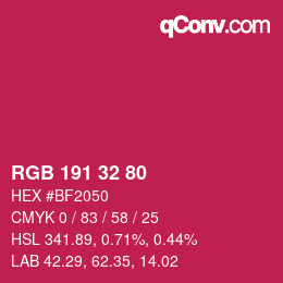Color code: RGB 191 32 80 | qconv.com