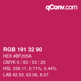カラーコード: RGB 191 32 90 | qconv.com