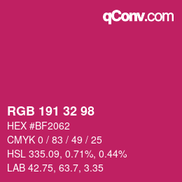 Color code: RGB 191 32 98 | qconv.com