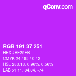 カラーコード: RGB 191 37 251 | qconv.com