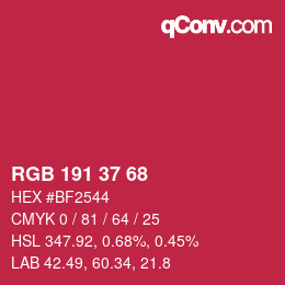 カラーコード: RGB 191 37 68 | qconv.com