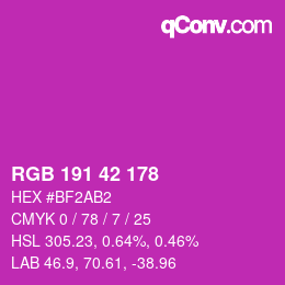 カラーコード: RGB 191 42 178 | qconv.com