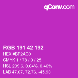 カラーコード: RGB 191 42 192 | qconv.com