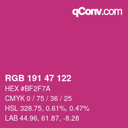カラーコード: RGB 191 47 122 | qconv.com