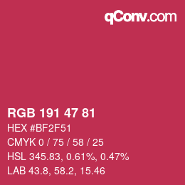 Color code: RGB 191 47 81 | qconv.com