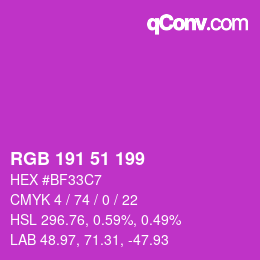颜色代码: RGB 191 51 199 | qconv.com