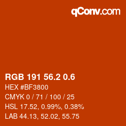 カラーコード: RGB 191 56.2 0.6 | qconv.com