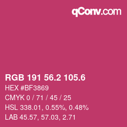 カラーコード: RGB 191 56.2 105.6 | qconv.com