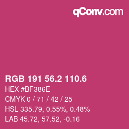 カラーコード: RGB 191 56.2 110.6 | qconv.com