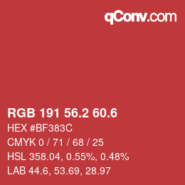 カラーコード: RGB 191 56.2 60.6 | qconv.com