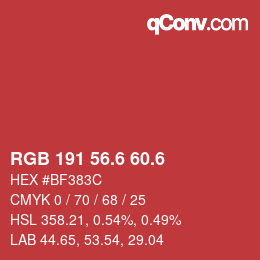 カラーコード: RGB 191 56.6 60.6 | qconv.com