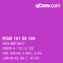 颜色代码: RGB 191 56 199 | qconv.com