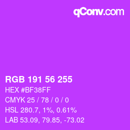 カラーコード: RGB 191 56 255 | qconv.com
