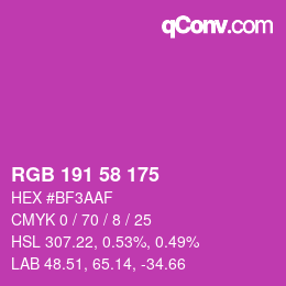 Color code: RGB 191 58 175 | qconv.com