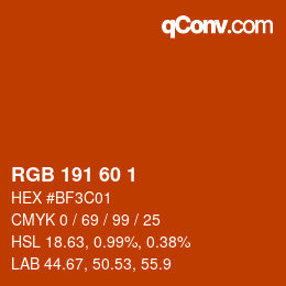カラーコード: RGB 191 60 1 | qconv.com