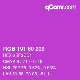 颜色代码: RGB 191 60 209 | qconv.com