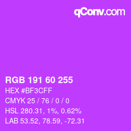 カラーコード: RGB 191 60 255 | qconv.com