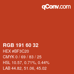 カラーコード: RGB 191 60 32 | qconv.com
