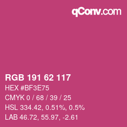 Farbcode: RGB 191 62 117 | qconv.com