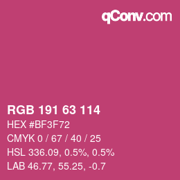 Color code: RGB 191 63 114 | qconv.com