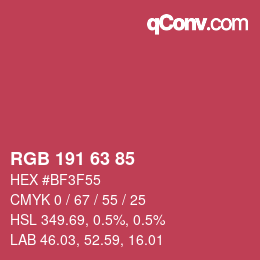 カラーコード: RGB 191 63 85 | qconv.com