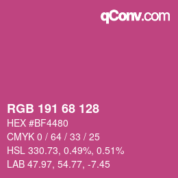 Color code: RGB 191 68 128 | qconv.com