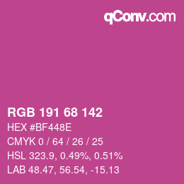 Color code: RGB 191 68 142 | qconv.com