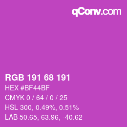 Color code: RGB 191 68 191 | qconv.com