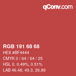 Color code: RGB 191 68 68 | qconv.com