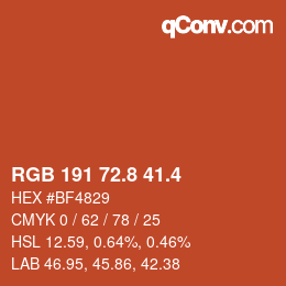 カラーコード: RGB 191 72.8 41.4 | qconv.com