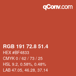 カラーコード: RGB 191 72.8 51.4 | qconv.com