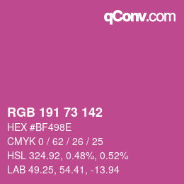 Color code: RGB 191 73 142 | qconv.com