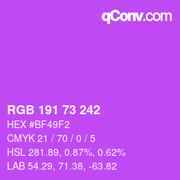 カラーコード: RGB 191 73 242 | qconv.com