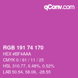 颜色代码: RGB 191 74 170 | qconv.com