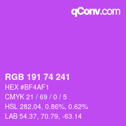 颜色代码: RGB 191 74 241 | qconv.com