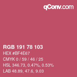 カラーコード: RGB 191 78 103 | qconv.com