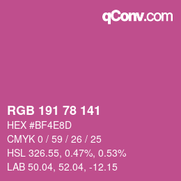 Color code: RGB 191 78 141 | qconv.com