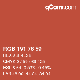 颜色代码: RGB 191 78 59 | qconv.com