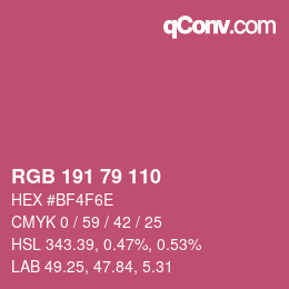 颜色代码: RGB 191 79 110 | qconv.com