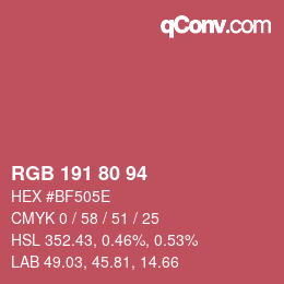 Color code: RGB 191 80 94 | qconv.com