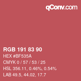 颜色代码: RGB 191 83 90 | qconv.com