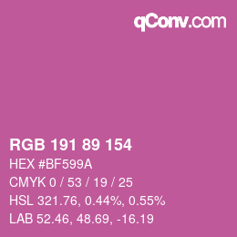 颜色代码: RGB 191 89 154 | qconv.com