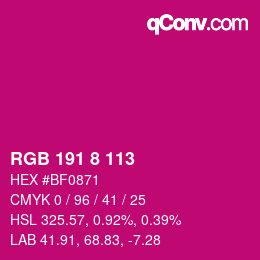 Color code: RGB 191 8 113 | qconv.com