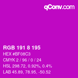 Color code: RGB 191 8 195 | qconv.com