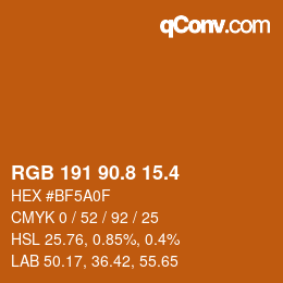 カラーコード: RGB 191 90.8 15.4 | qconv.com