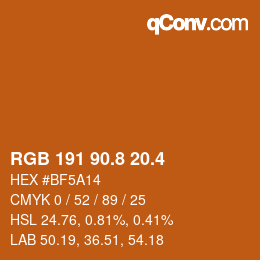 カラーコード: RGB 191 90.8 20.4 | qconv.com