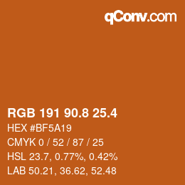 カラーコード: RGB 191 90.8 25.4 | qconv.com